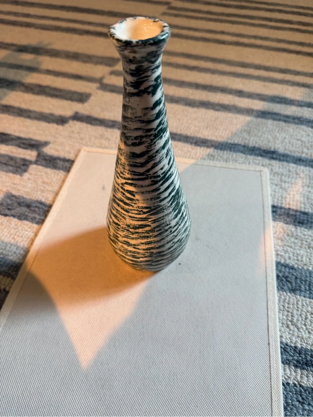 Speckled Green and White Ceramic Bud Vase